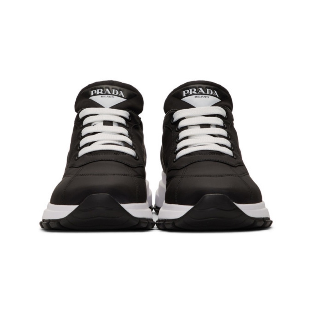 Prada Unisex Black Nylon Leather Prax 01 Sneakers - Picture 4 of 5